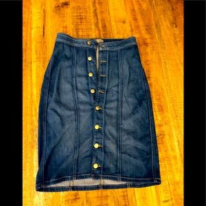 Guess Stretch Denim Button Up Down Skirt